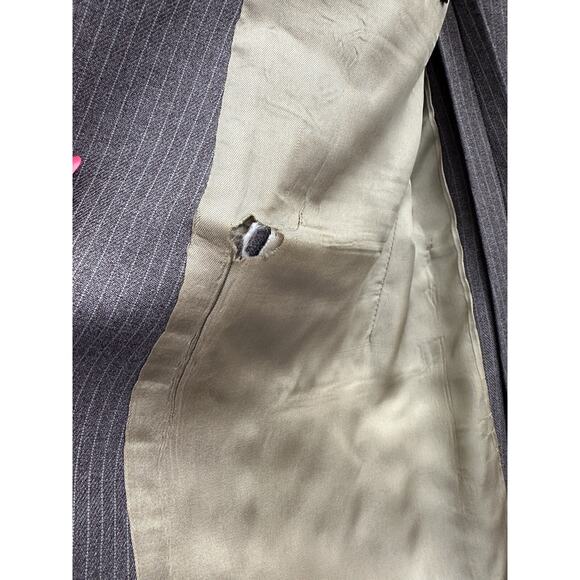 Golden Lancer Mens Suit Coat Size Unknown Brown Striped Single Breasted 2 Button - Picture 9 of 15